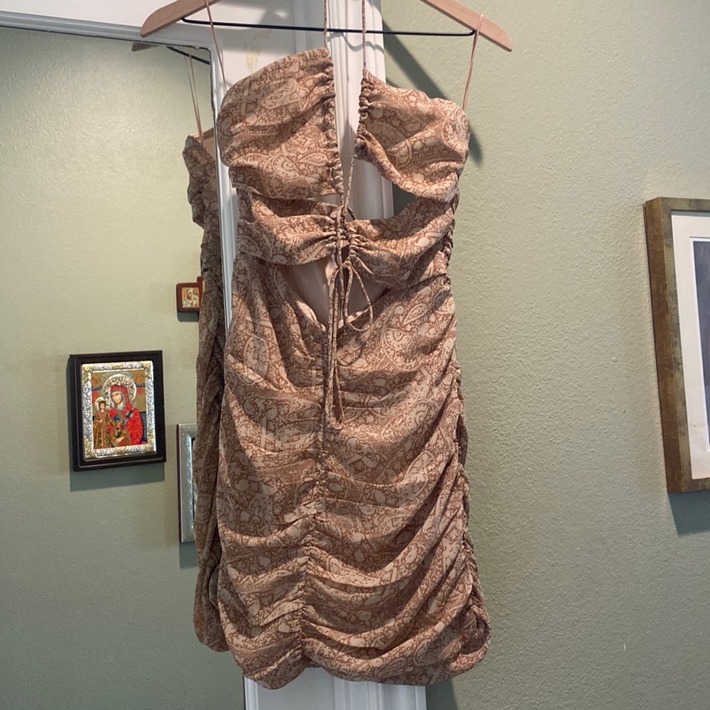 Cotton Candy LA tan and cream dress